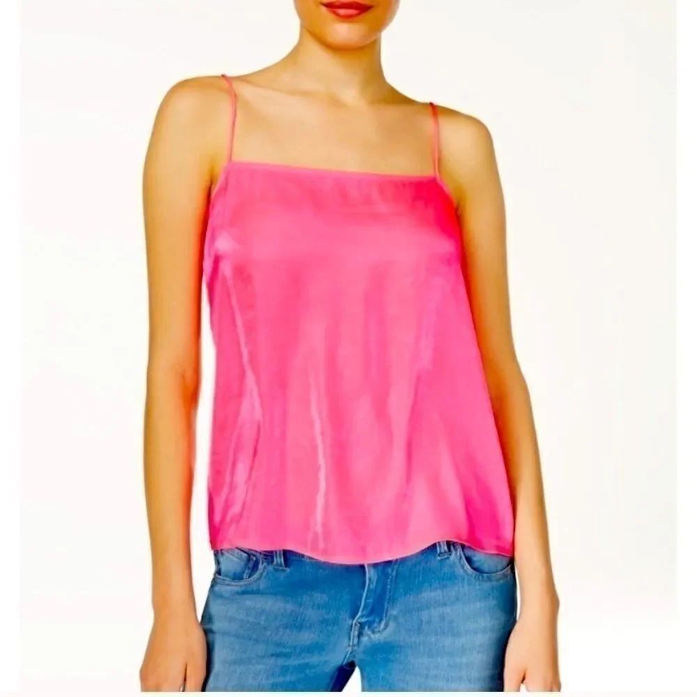 🆕 Guess Amari Liquid Neon Pink Tank Top Size Medium